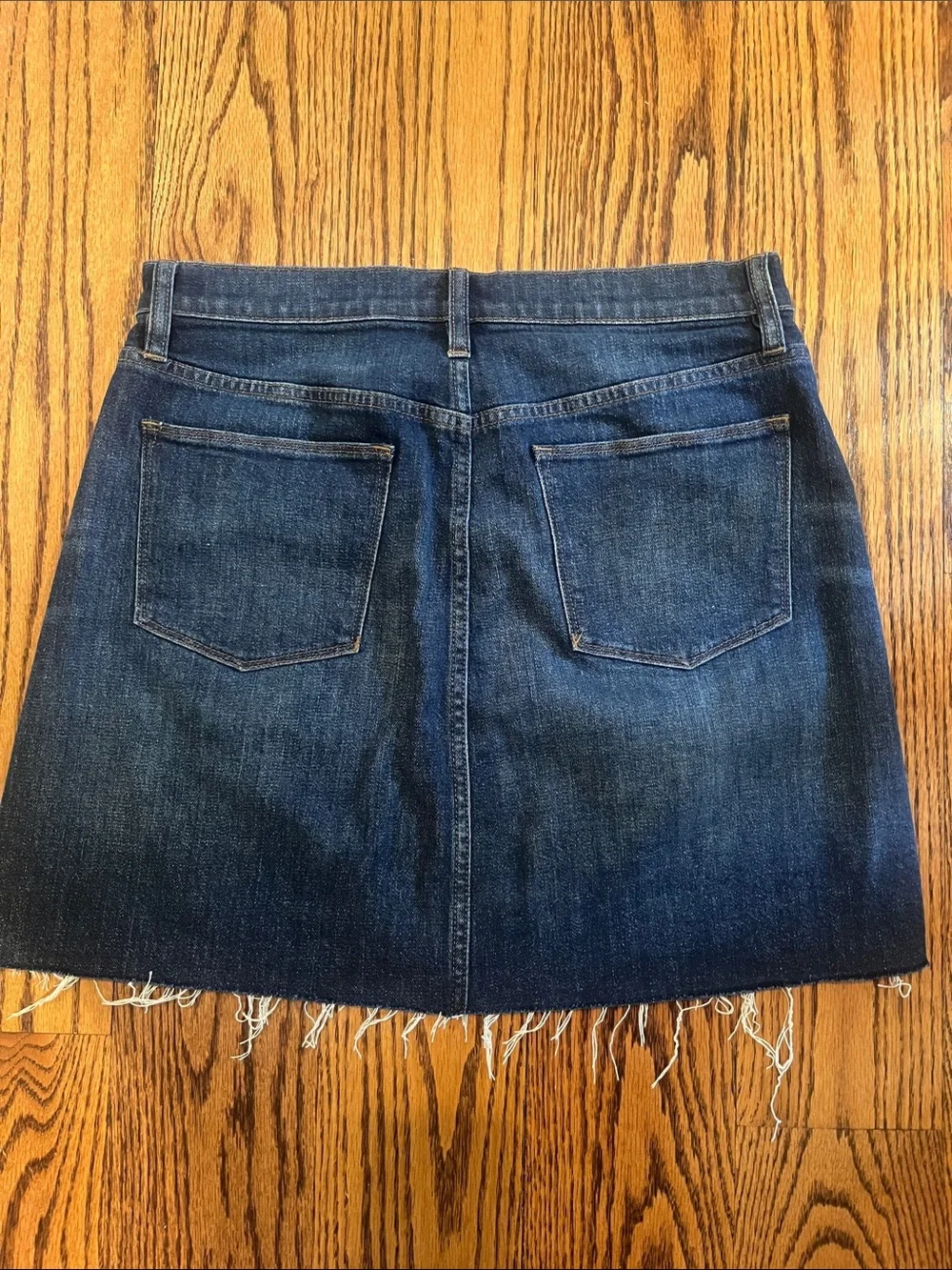 J. Crew Dark Blue Denim Mini Skirt with Frayed Hem